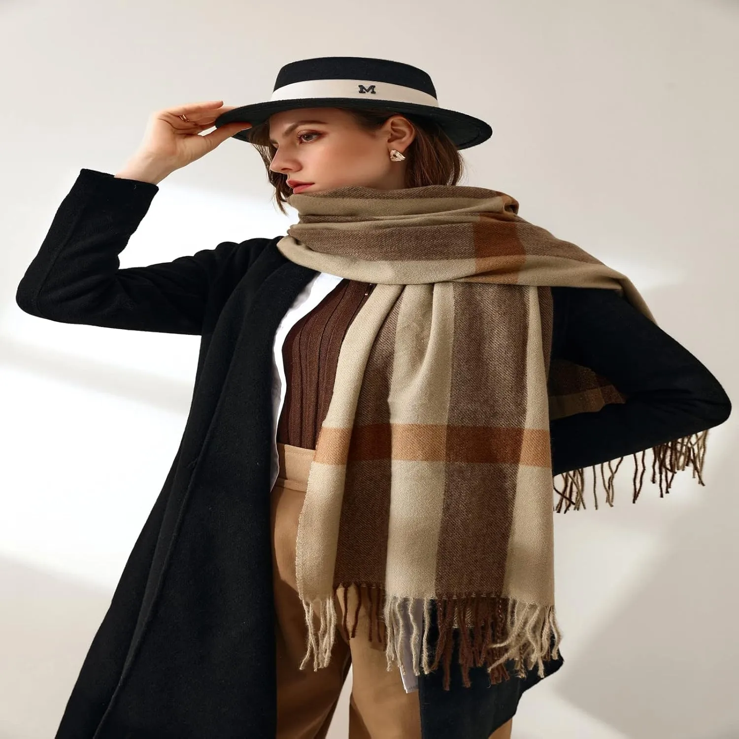 Tartan Plaid Scarves for Women Winter,Long Scarves for Women with Fringe,Super Soft Scarf for Women Winter