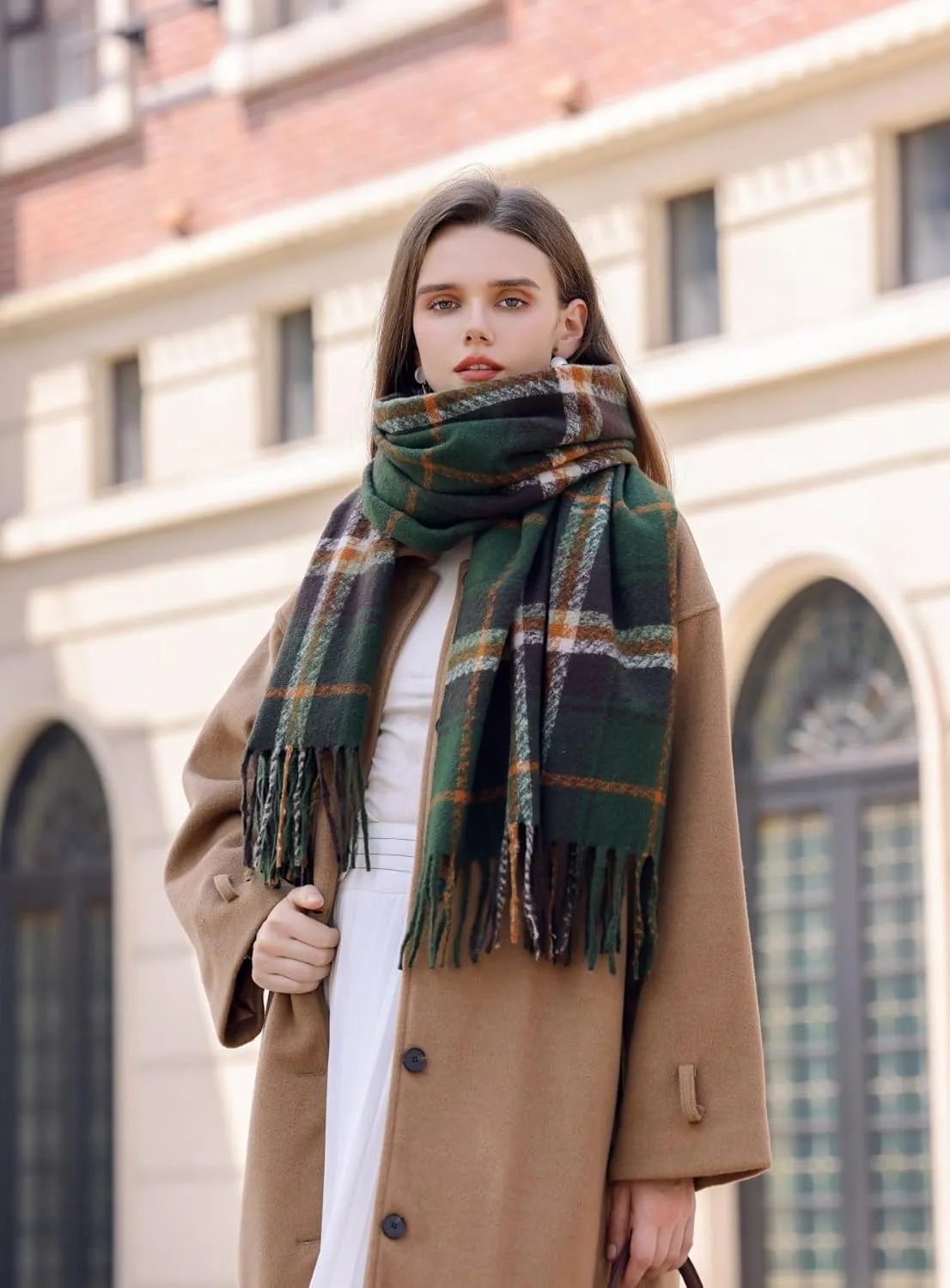 Tartan Plaid Scarves for Women Winter,Long Scarves for Women with Fringe,Super Soft Scarf for Women Winter