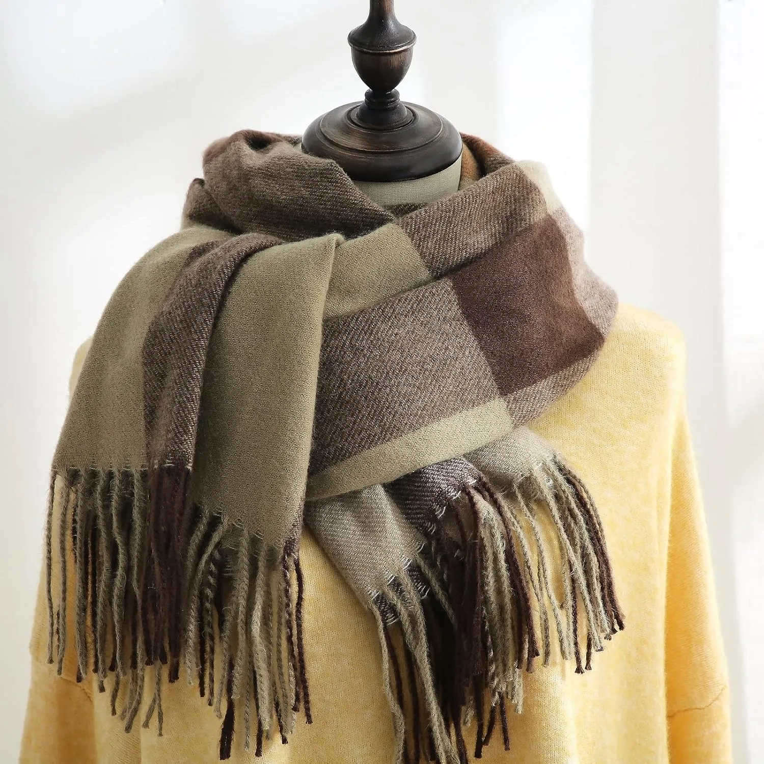 Tartan Plaid Scarves for Women Winter,Long Scarves for Women with Fringe,Super Soft Scarf for Women Winter