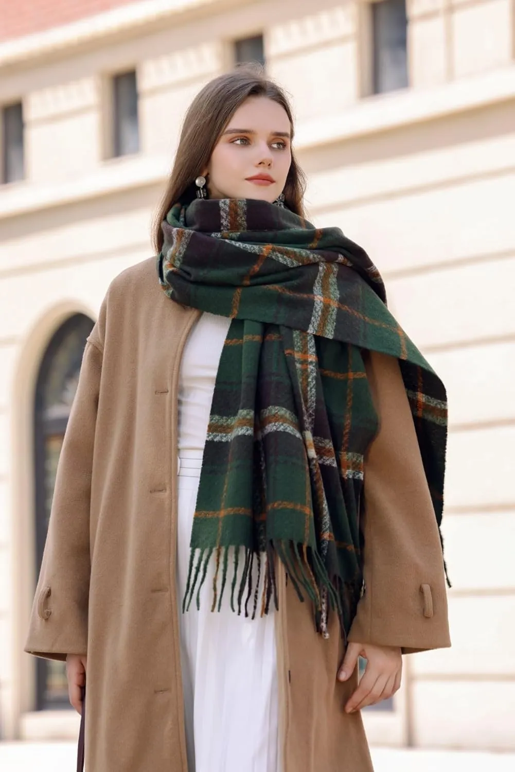 Tartan Plaid Scarves for Women Winter,Long Scarves for Women with Fringe,Super Soft Scarf for Women Winter