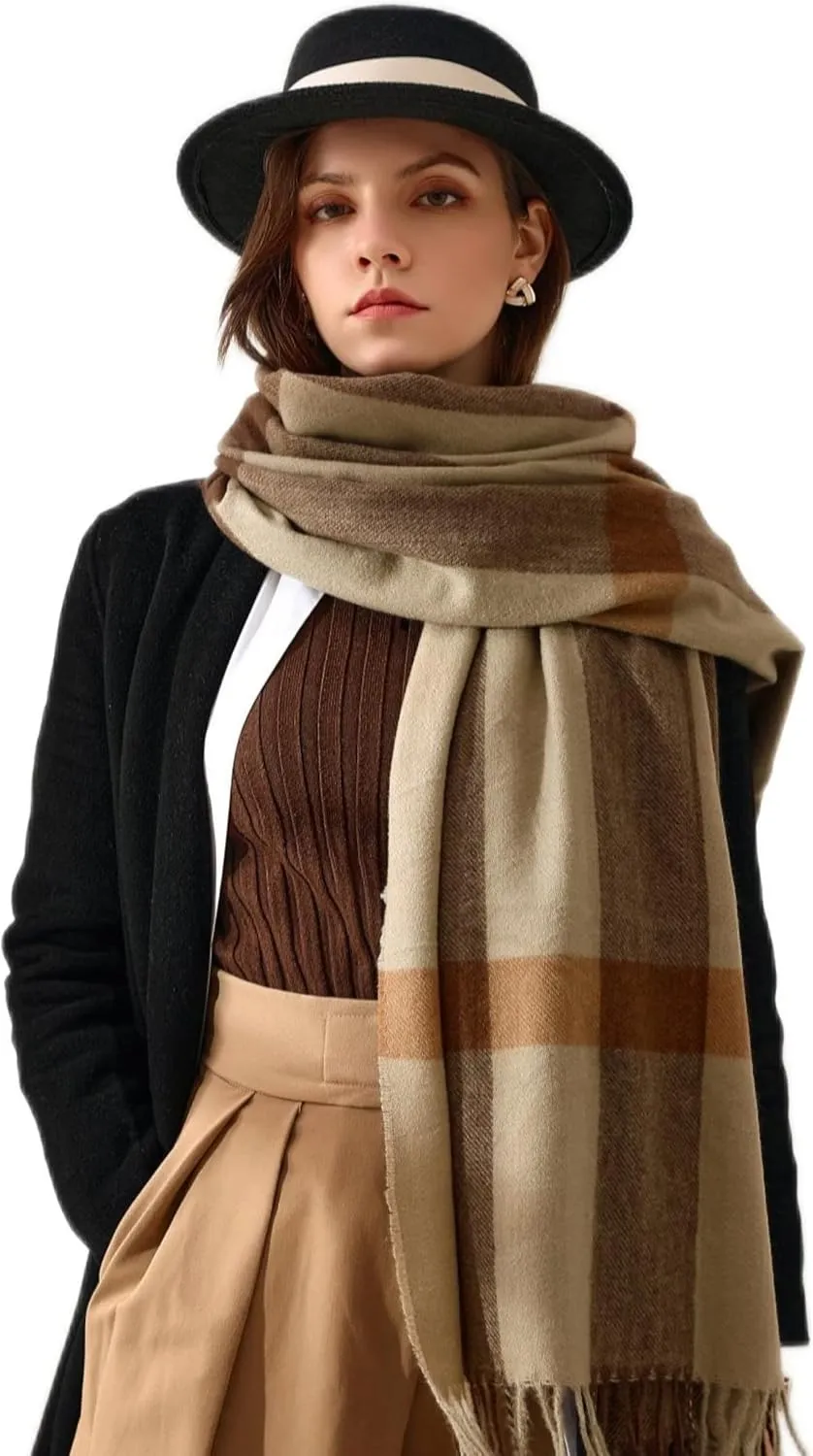 Tartan Plaid Scarves for Women Winter,Long Scarves for Women with Fringe,Super Soft Scarf for Women Winter