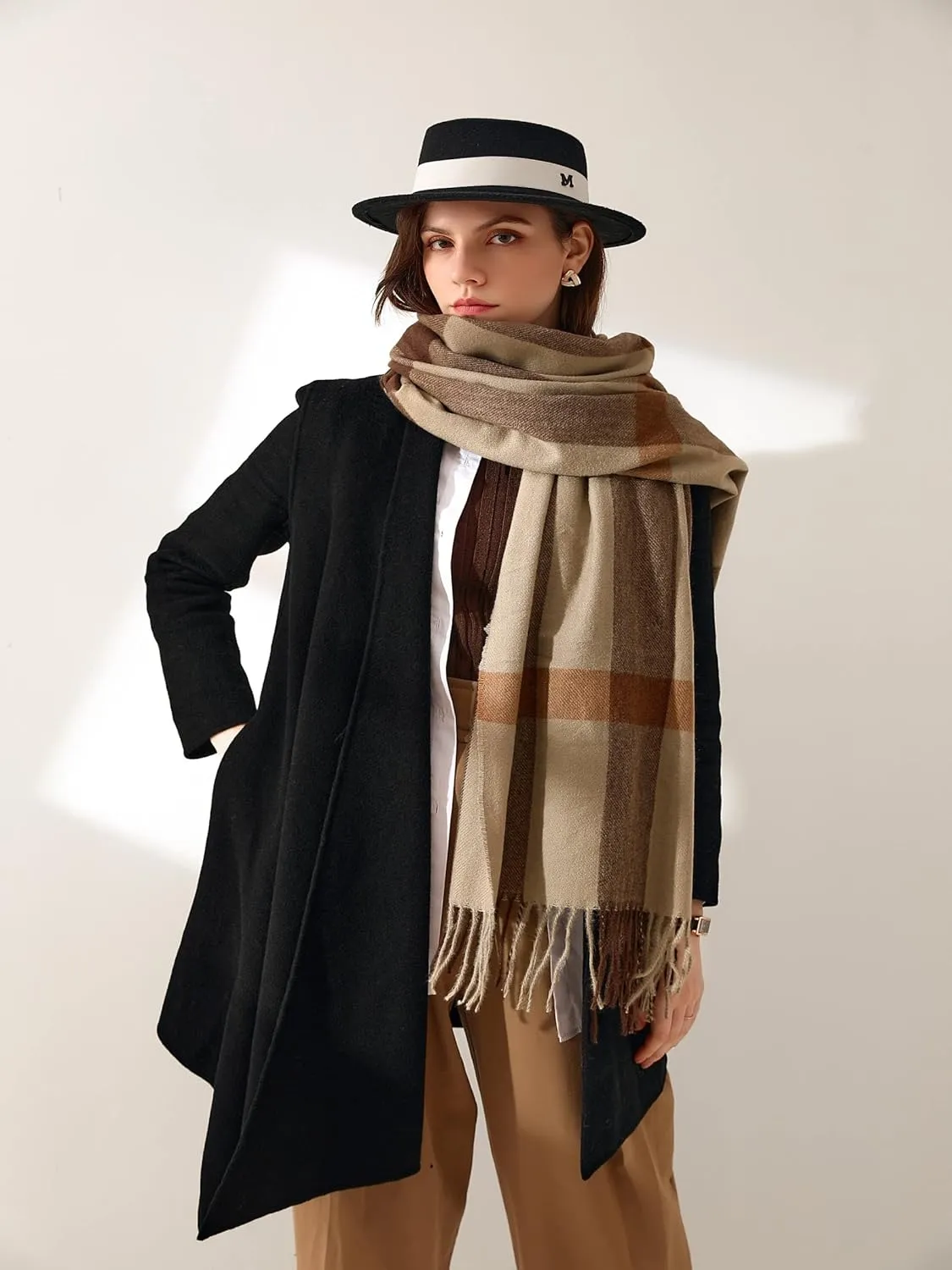 Tartan Plaid Scarves for Women Winter,Long Scarves for Women with Fringe,Super Soft Scarf for Women Winter