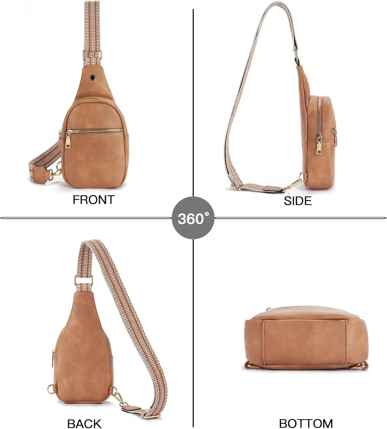 Telena Small Sling Bag for Women Leather Crossbody Fanny Packs Chest Bag for Women