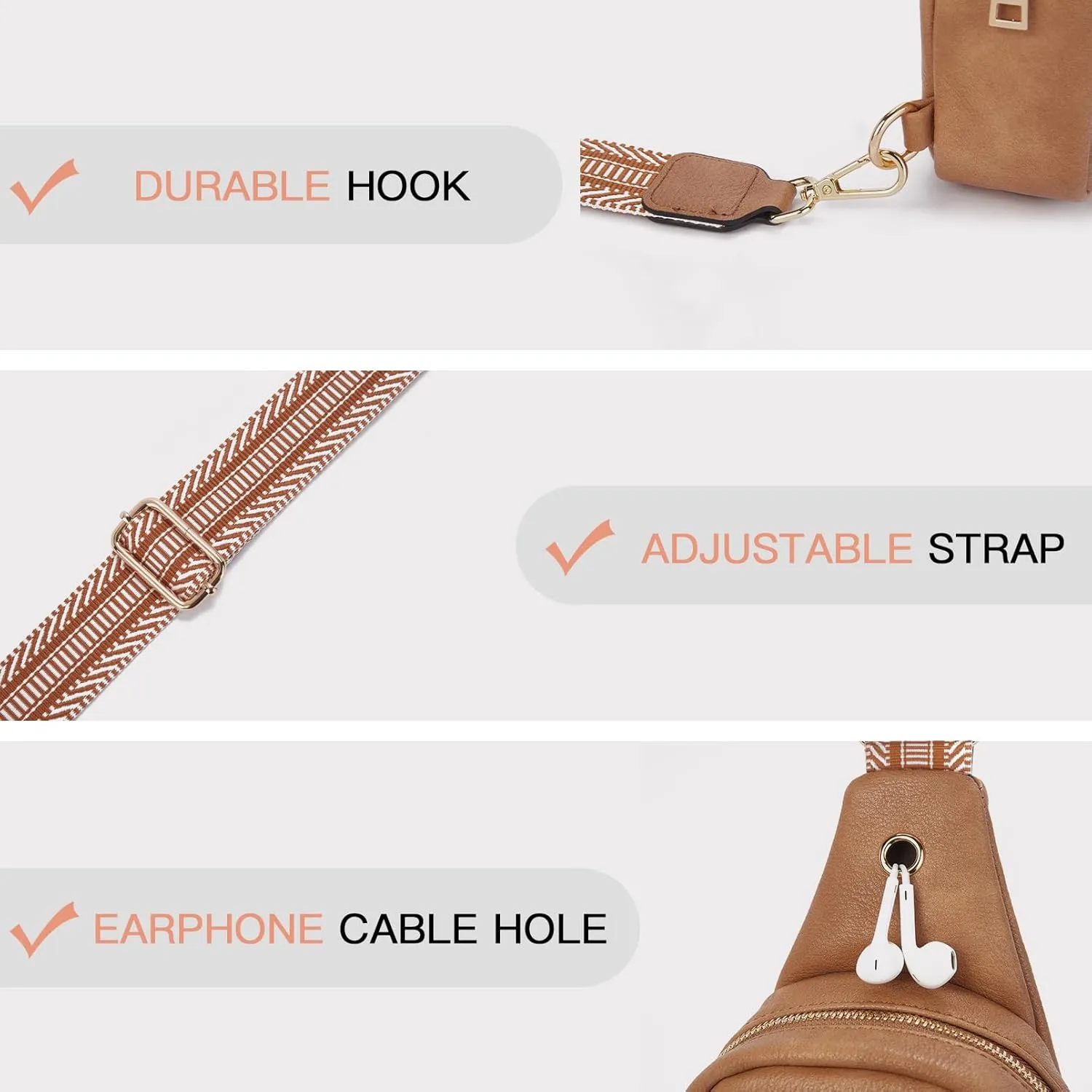 Telena Small Sling Bag for Women Leather Crossbody Fanny Packs Chest Bag for Women