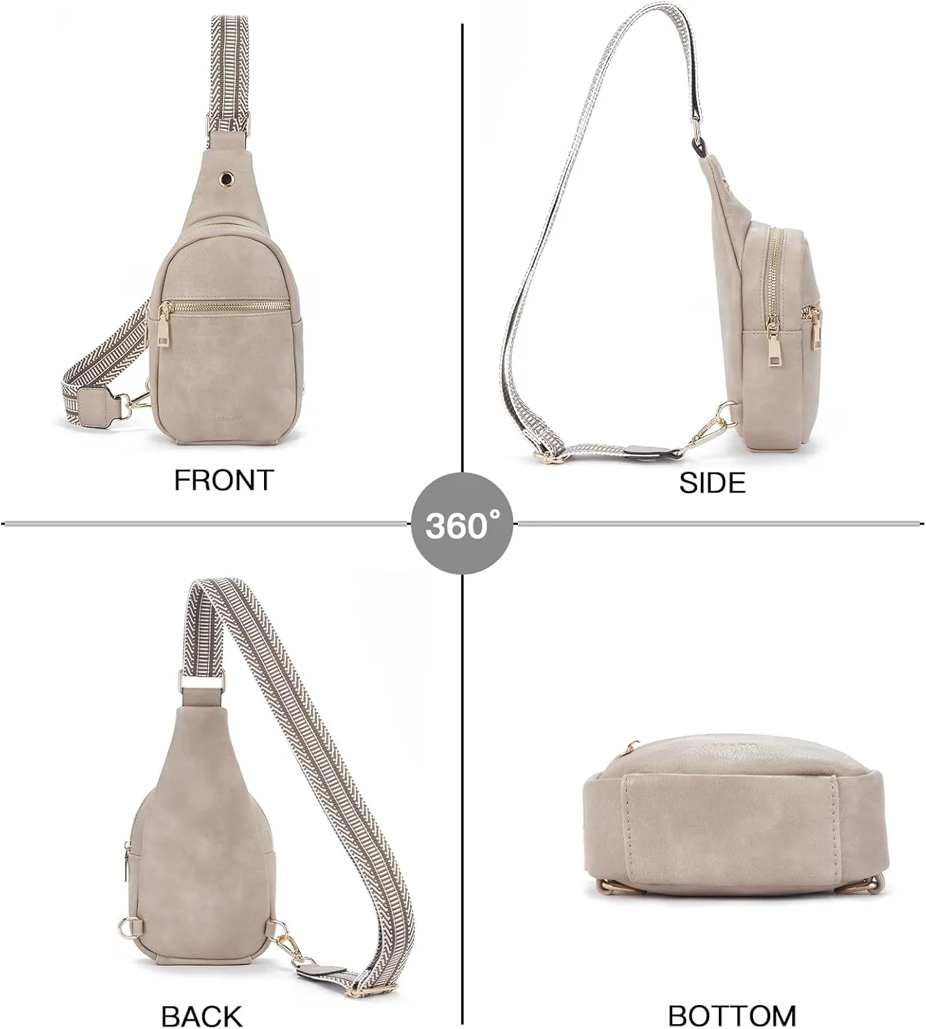 Telena Small Sling Bag for Women Leather Crossbody Fanny Packs Chest Bag for Women