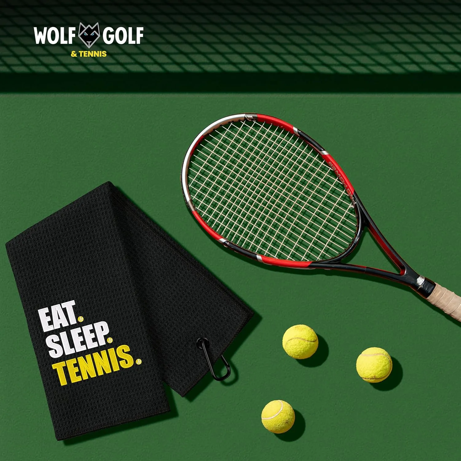 Tennis Towel | Eat Sleep Tennis Towel | Embroidered Tennis Towels for Men | Custom Tennis Towels for Women | Tennis Court Accessory | Tennis Gifts