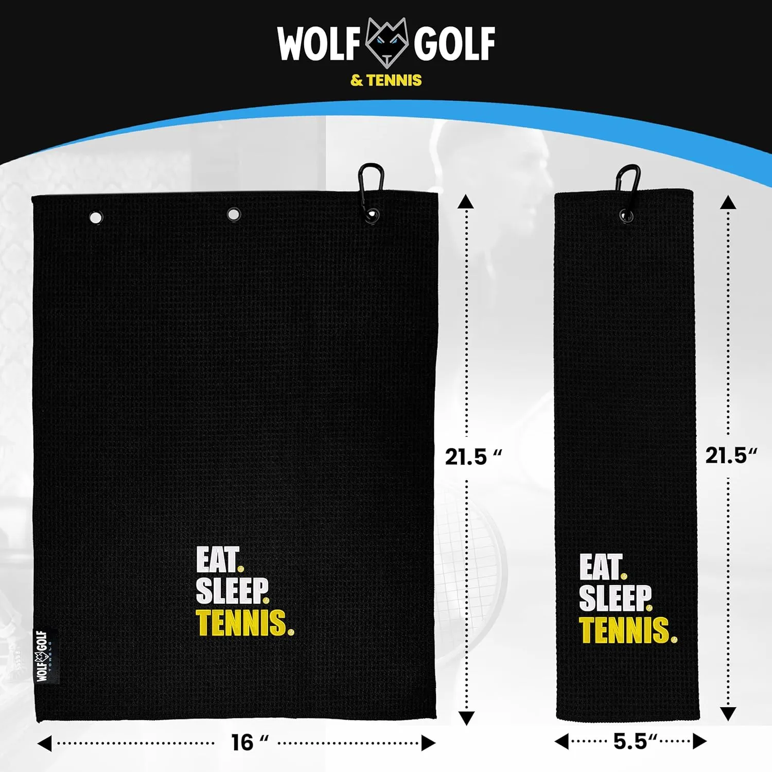 Tennis Towel | Eat Sleep Tennis Towel | Embroidered Tennis Towels for Men | Custom Tennis Towels for Women | Tennis Court Accessory | Tennis Gifts
