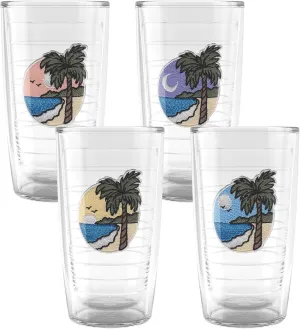 Tervis A Day In The Tropics Made in USA Double Walled Insulated Tumbler Travel Cup Keeps Drinks Cold & Hot, 16oz - 4pk, Assorted