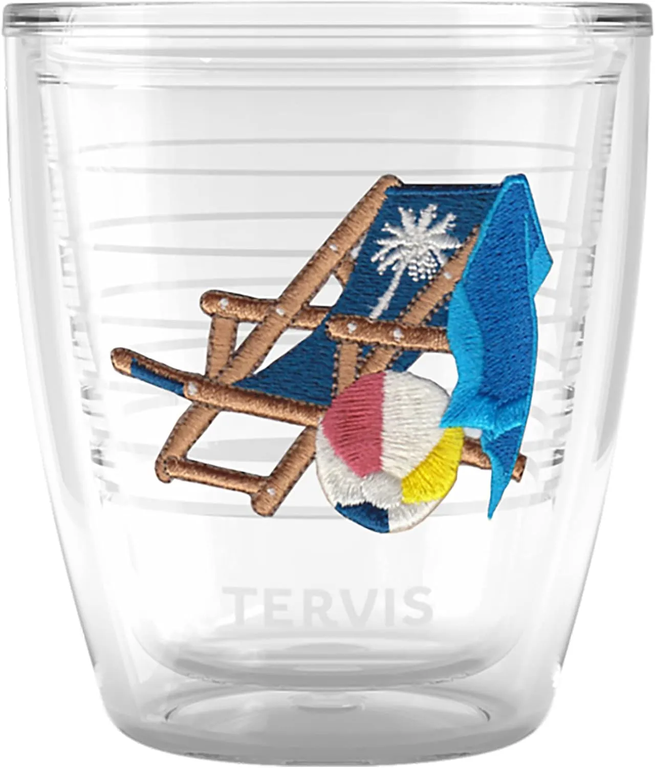 Tervis Barefoot Beach Collection Beach Towel Made in USA Double Walled Insulated Tumbler Travel Cup Keeps Drinks Cold & Hot, 12oz, Beach Towel Baller