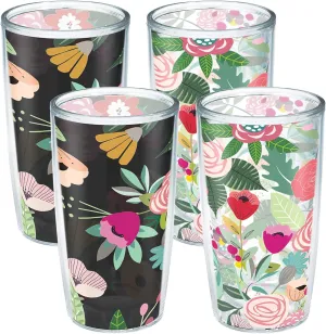 Tervis Brilliant Bliss Collection Made in USA Double Walled Insulated Tumbler Cup Keeps Drinks Cold & Hot, 16oz - 4pk - Unlidded, Assorted
