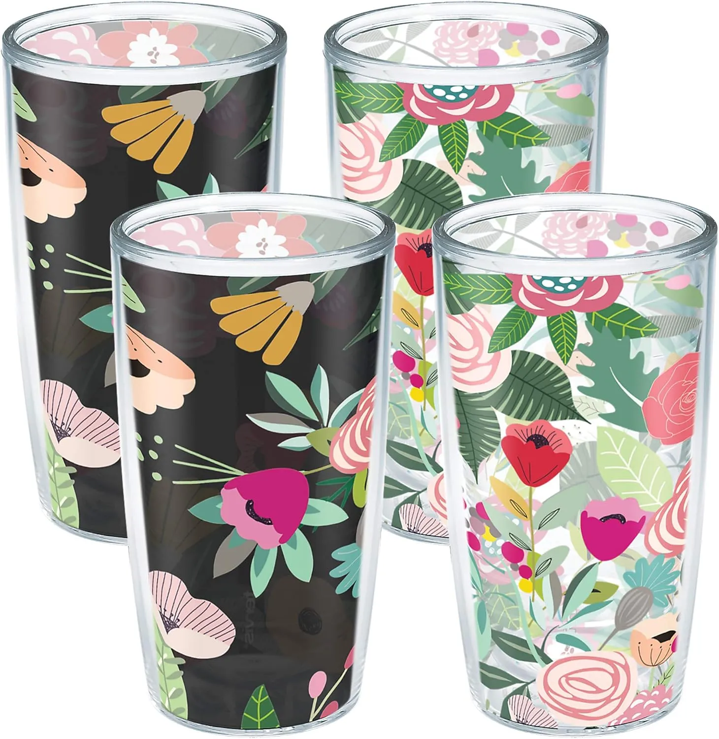 Tervis Brilliant Bliss Collection Made in USA Double Walled Insulated Tumbler Cup Keeps Drinks Cold & Hot, 16oz - 4pk - Unlidded, Assorted