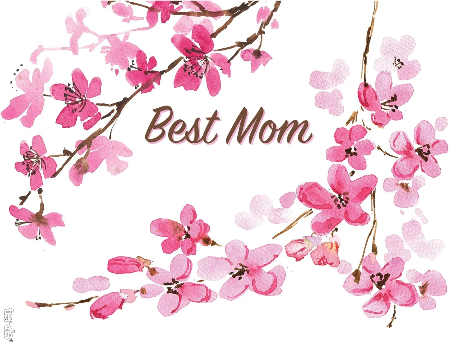 Tervis Cherry Blossom Best Mom Insulated Tumbler with Wrap and Fuschia Lid 24oz, Clear