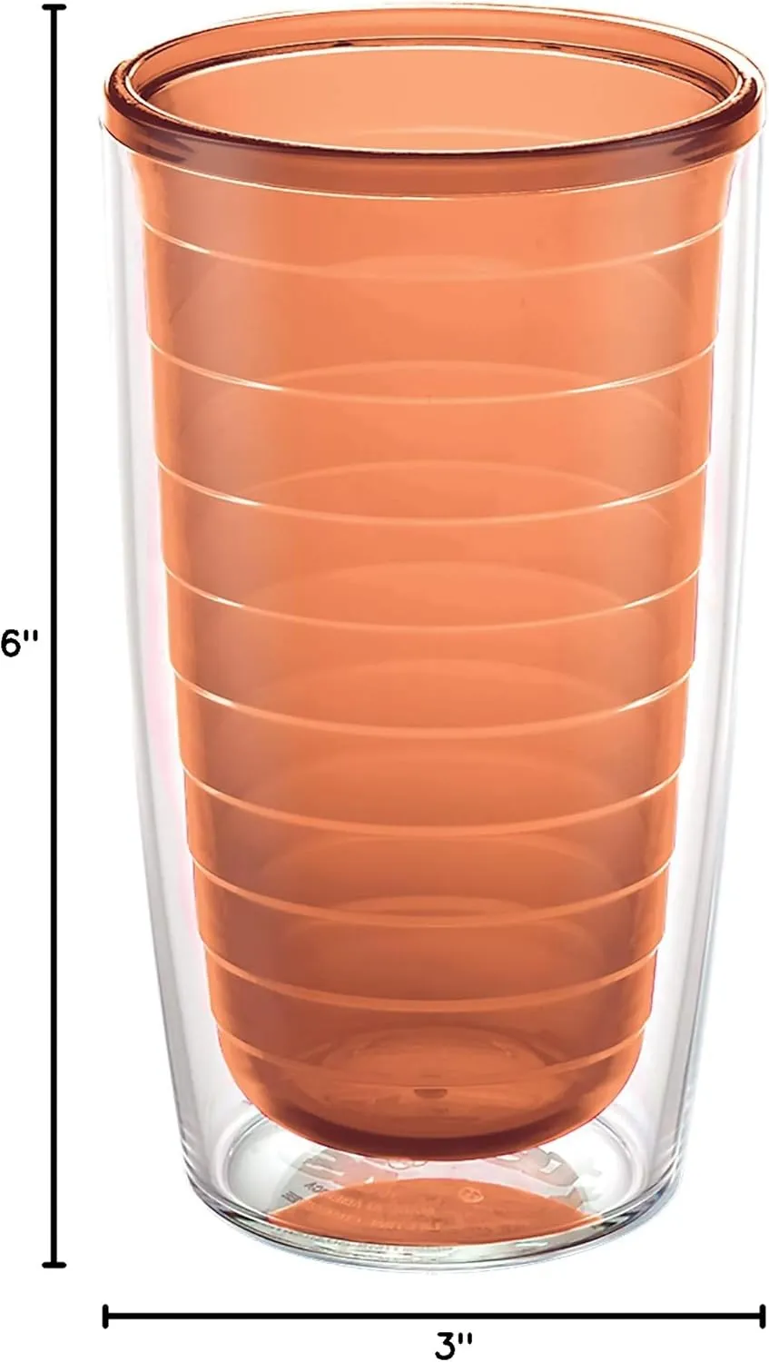 Tervis Clear & Colorful Tabletop Made in USA Double Walled Insulated Tumbler Travel Cup Keeps Drinks Cold & Hot, 16oz, Citrus Sunrise