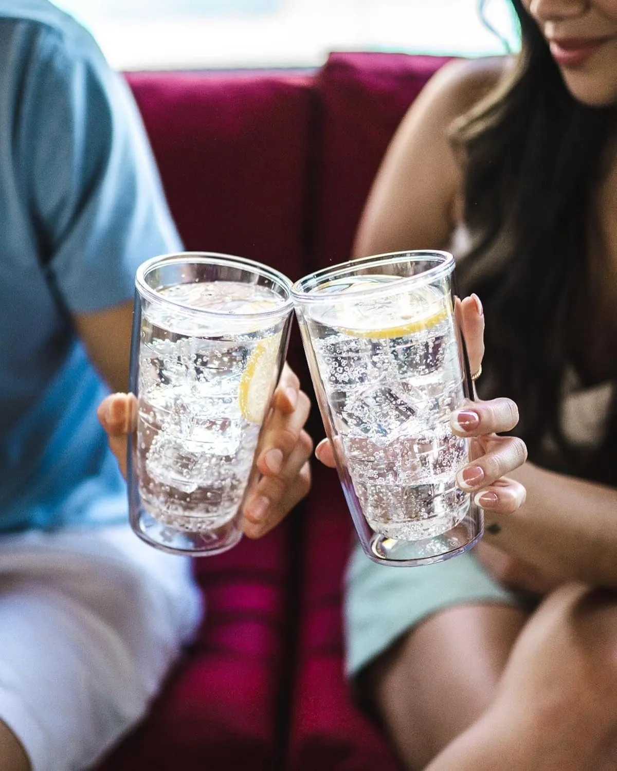 Tervis Clear & Colorful Tabletop Made in USA Double Walled Insulated Tumbler Travel Cup Keeps Drinks Cold & Hot, 16oz, Citrus Sunrise