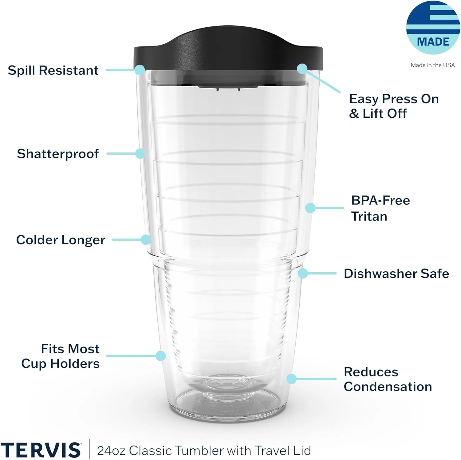 Tervis Fiesta Meadow Floral Made in USA Double Walled Insulated Tumbler Travel Cup Keeps Drinks Cold & Hot, 24oz, Classic Lidded