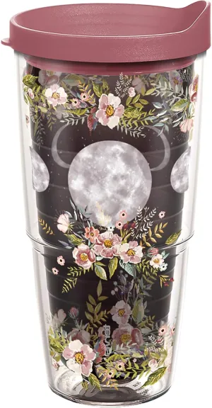 Tervis Floral Moon Phases Made in USA Double Walled Insulated Tumbler Travel Cup Keeps Drinks Cold & Hot, 24oz, Quartz