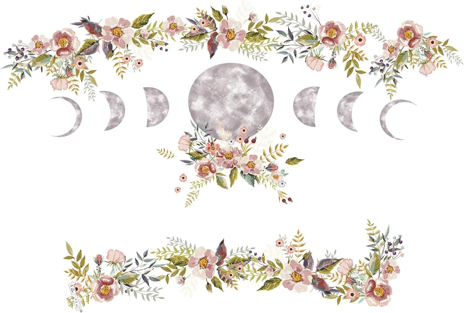 Tervis Floral Moon Phases Made in USA Double Walled Insulated Tumbler Travel Cup Keeps Drinks Cold & Hot, 24oz, Quartz