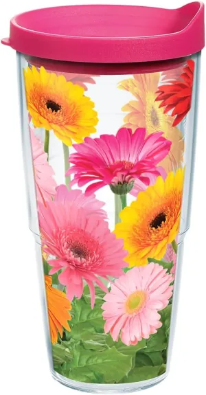 Tervis Gerbera Daisies Made in USA Double Walled Insulated Tumbler Travel Cup Keeps Drinks Cold & Hot, 24oz, Classic