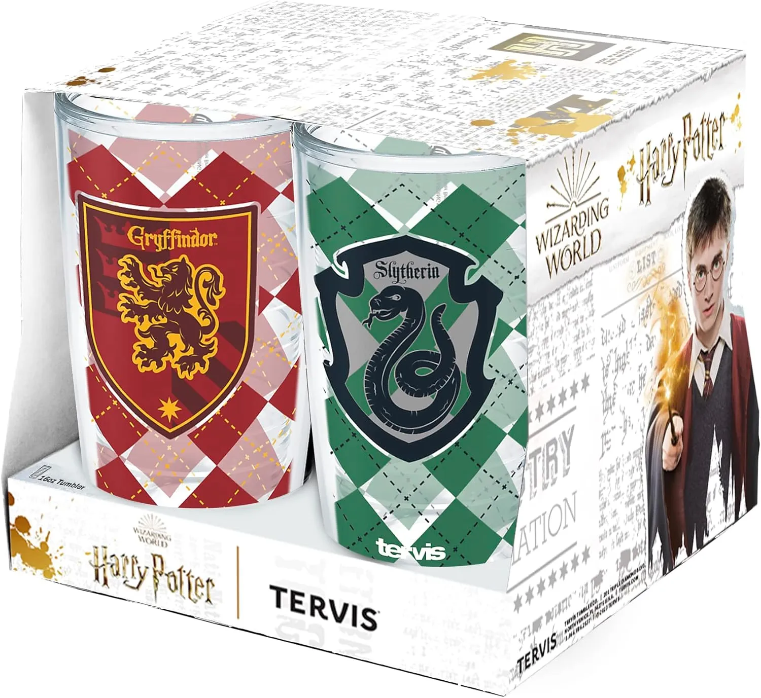 Tervis Harry Potter House Rules Made in USA Double Walled Insulated Tumbler Travel Cup Keeps Drinks Cold & Hot, 16oz - 4pk, Assorted