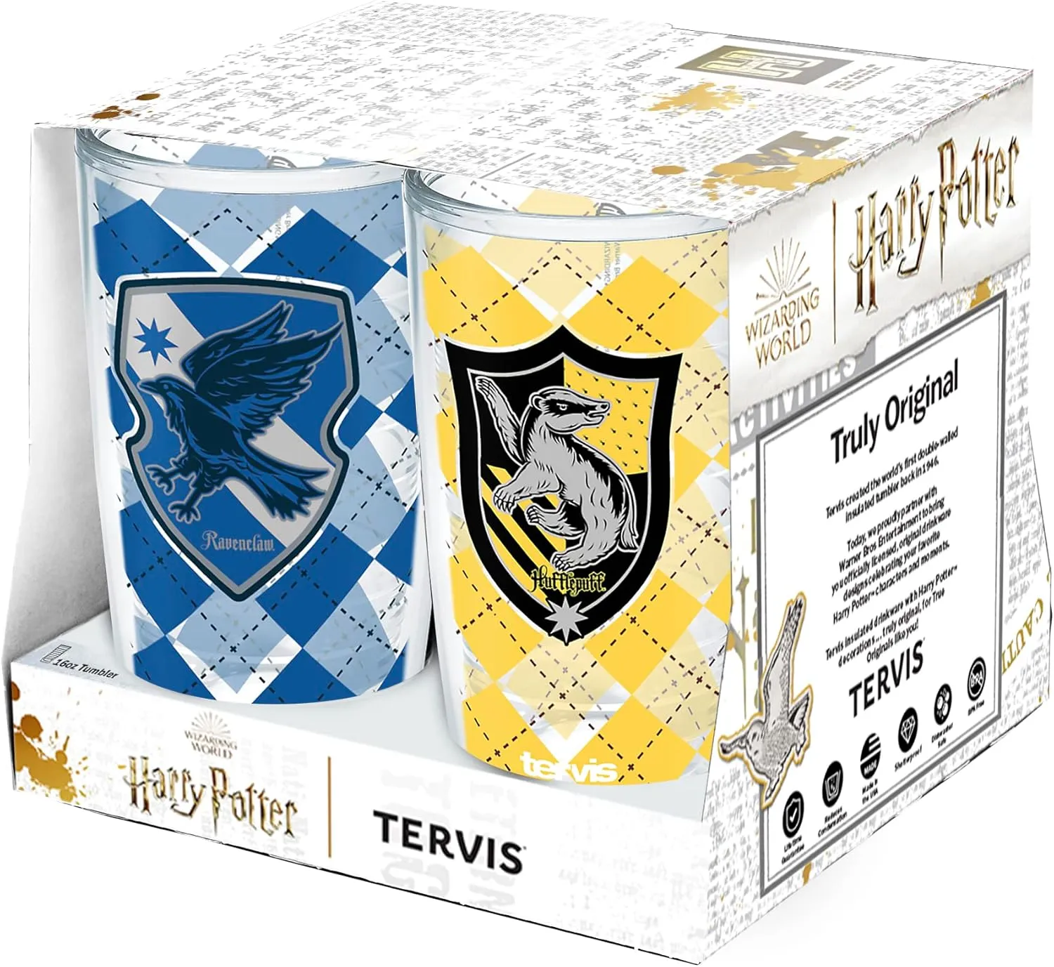 Tervis Harry Potter House Rules Made in USA Double Walled Insulated Tumbler Travel Cup Keeps Drinks Cold & Hot, 16oz - 4pk, Assorted