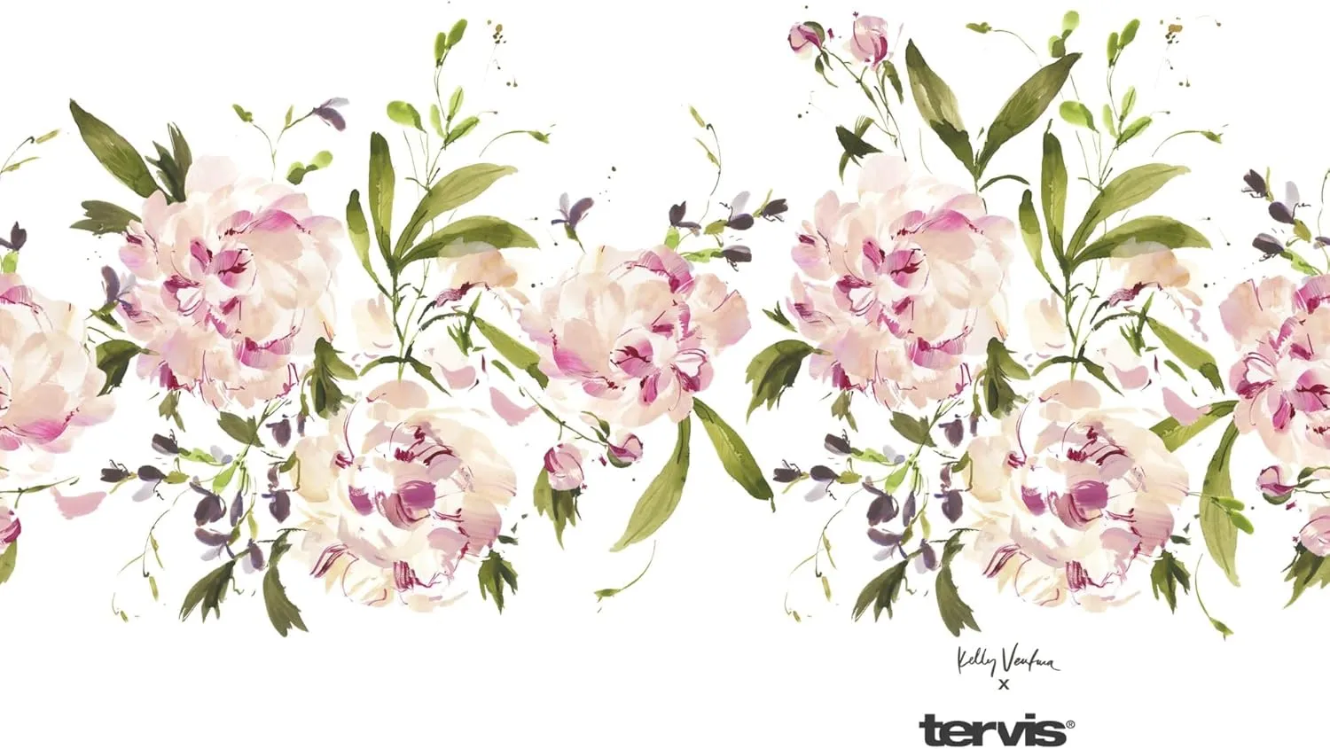 Tervis Kelly Ventura Floral Vista Crystal Collection Pink Peony Made in USA Double Walled Insulated Tumbler Travel Cup Keeps Drinks Cold & Hot, 16oz, Pink Peony