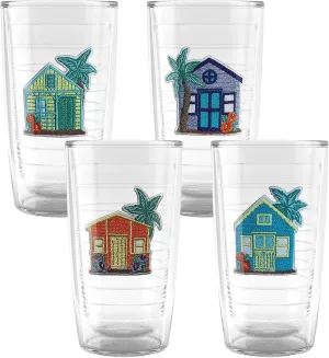 Tervis Made in USA Double Walled Beach House Retreat Collection Insulated Tumbler Cup Keeps Drinks Cold & Hot, 16oz 4pk, Beach Retreat Assorted - No Lid