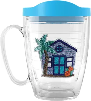 Tervis Made in USA Double Walled Beach House Retreat Collection Insulated Tumbler Cup Keeps Drinks Cold & Hot, 16oz Mug, Curacao House