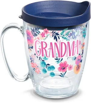 Tervis Made in USA Double Walled Dainty Floral Mother's Day Insulated Tumbler Cup Keeps Drinks Cold & Hot, 16oz Mug, Grandma
