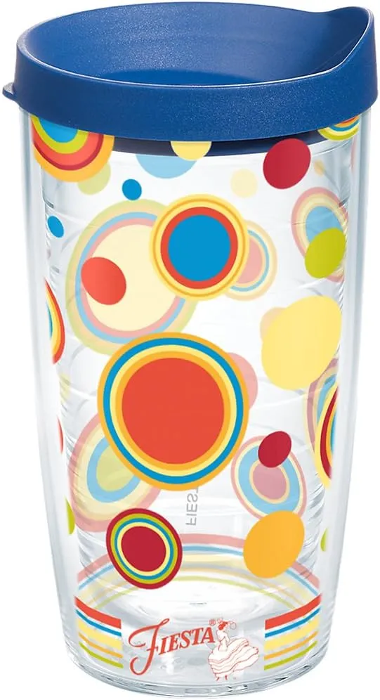 Tervis Made in USA Double Walled Fiesta Insulated Tumbler Cup Keeps Drinks Cold & Hot, 16oz, Poppy Dots