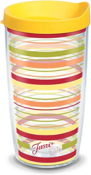 Tervis Made in USA Double Walled Fiesta Insulated Tumbler Cup Keeps Drinks Cold & Hot, 16oz, Sunny Stripes