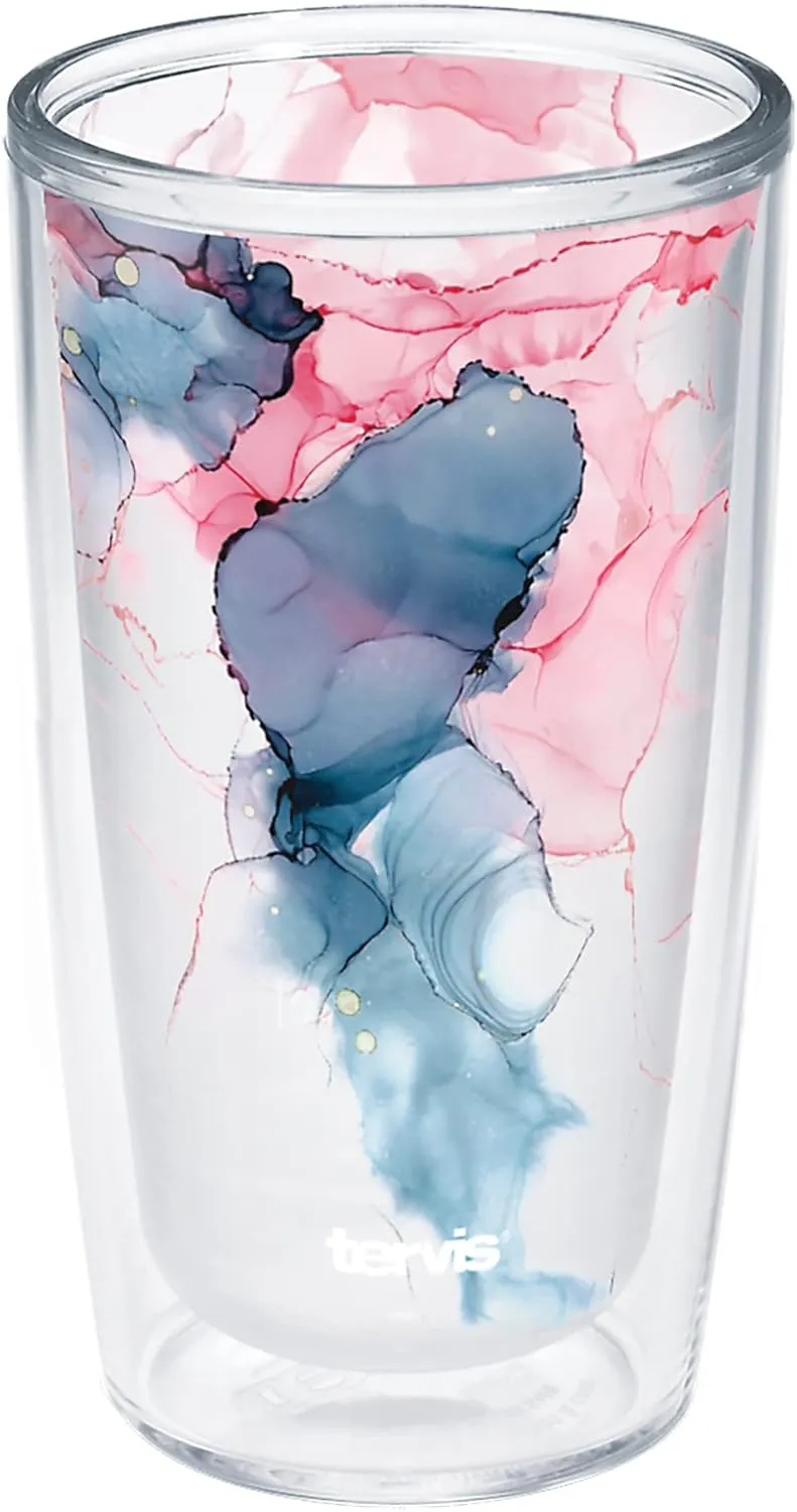 Tervis Made in USA Double Walled Inkreel - Crystal Nature Collection Insulated Tumbler Cup Keeps Drinks Cold & Hot, 16oz, Summer Bloom