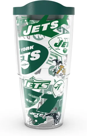 Tervis Made in USA Double Walled NFL New York Jets Insulated Tumbler Cup Keeps Drinks Cold & Hot, 24oz, All Over