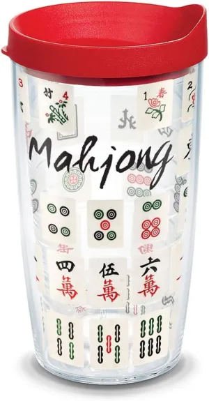 Tervis Mahjong Game Made in USA Double Walled Insulated Tumbler Travel Cup Keeps Drinks Cold & Hot, 16oz, Clear