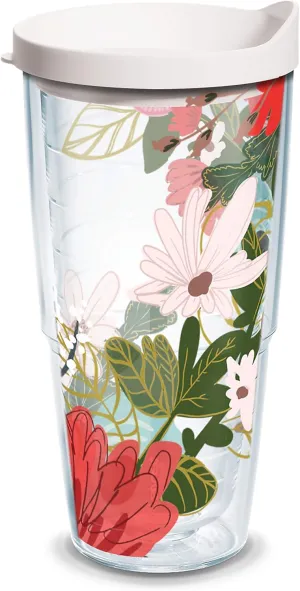 Tervis Mellow Floral Made in USA Double Walled Insulated Tumbler Travel Cup Keeps Drinks Cold & Hot, 24oz, Classic