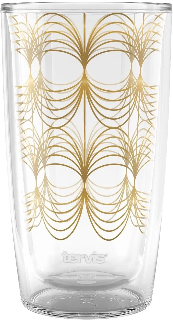 Tervis Midcentury Modern Mid Mod Minimal Collection Made in USA Double Walled Insulated Tumbler Travel Cup Keeps Drinks Cold & Hot, 16oz, Golden Arcs