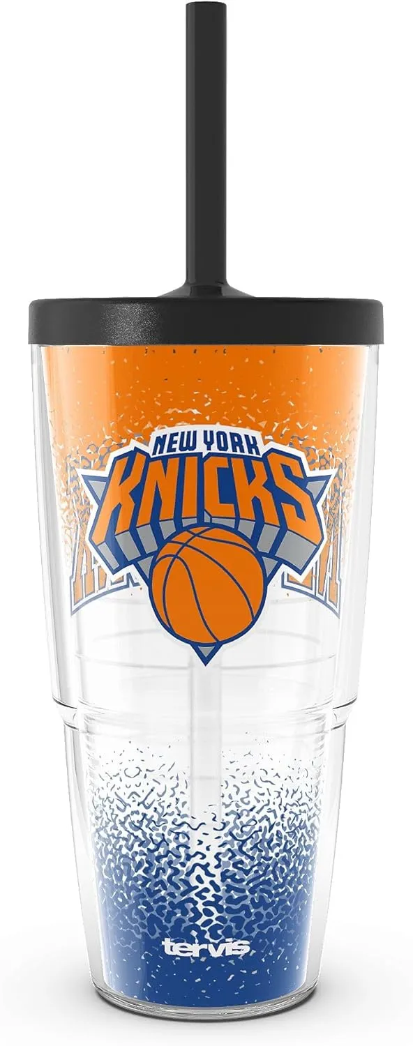 Tervis NBA New York Knicks - Defend Made in USA Double Walled Insulated Tumbler Travel Cup Keeps Drinks Cold & Hot, 24oz with Straw Lid, Classic