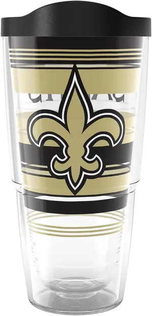 Tervis NFL New Orleans Saints - Hype Stripes Made in USA Double Walled Insulated Tumbler Travel Cup Keeps Drinks Cold & Hot, 24oz, Classic
