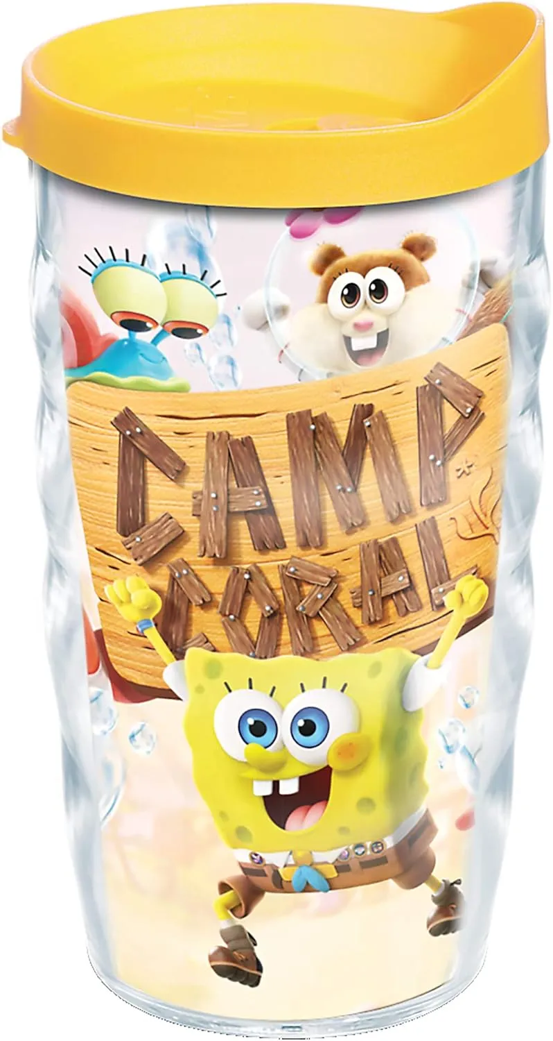 Tervis Nickelodeon™ - SpongeBob SquarePants Made in USA Double Walled Insulated Tumbler Travel Cup Keeps Drinks Cold & Hot, 10oz Wavy, Camp Coral