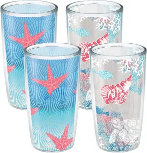 Tervis Ocean Life Dive Made in USA Double Walled Insulated Tumbler Cup Keeps Drinks Cold & Hot, 16oz - 4pk - Unlidded, Assorted