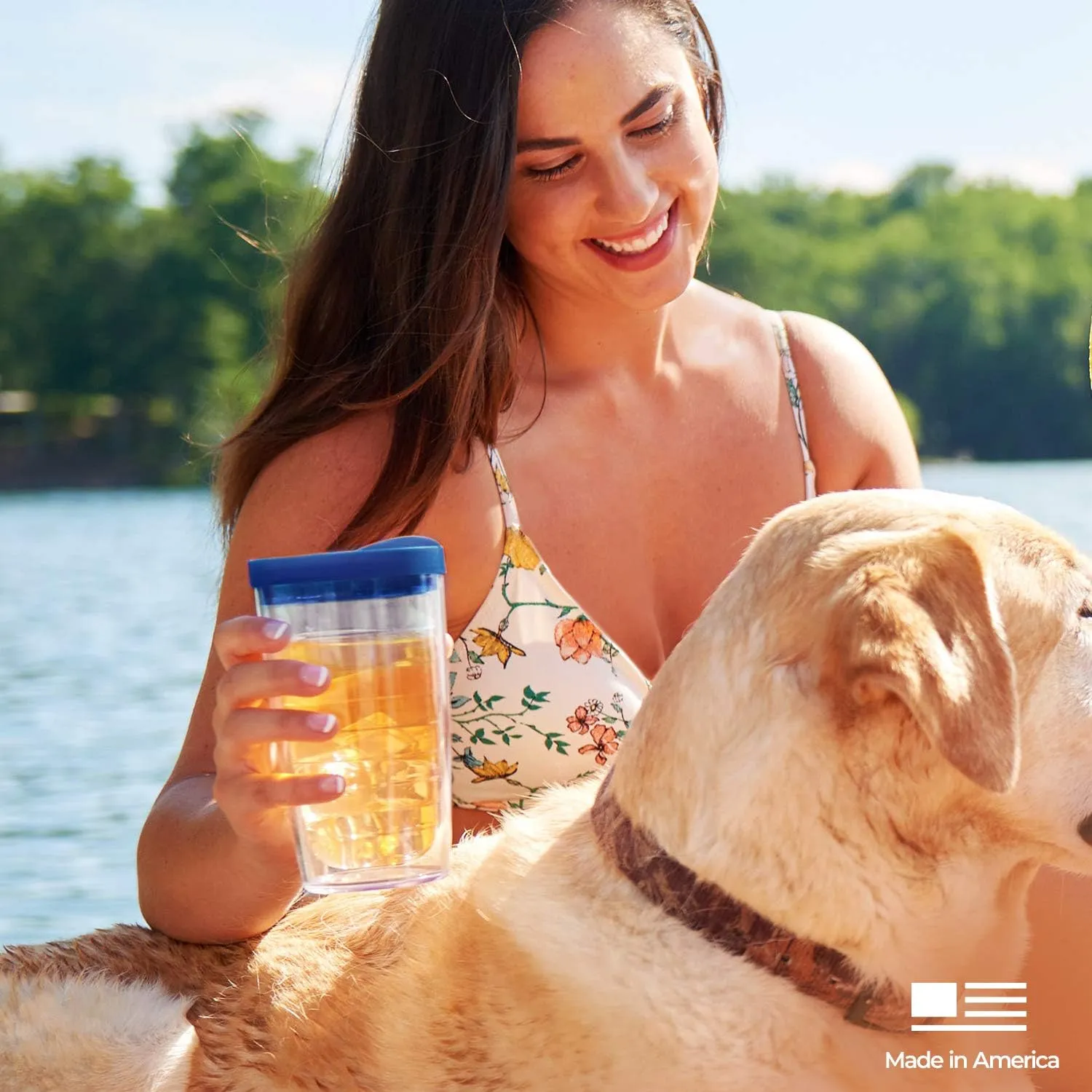 Tervis Palm Tree & Hammock Scene Made in USA Double Walled Insulated Tumbler Cup Keeps Drinks Cold & Hot, 16oz - 4pk, Unlidded
