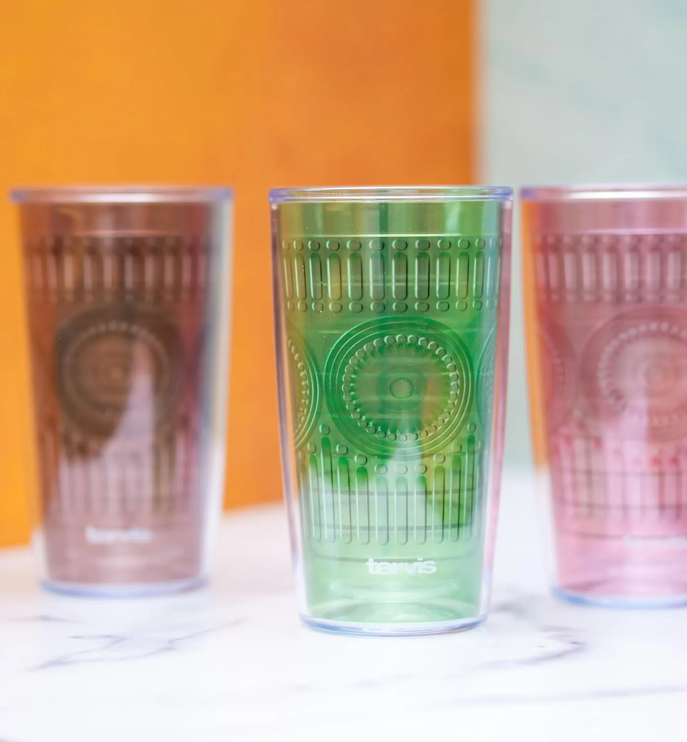 Tervis Romantic Embossed Hobnail Collection Made in USA Double Walled Insulated Tumbler Travel Cup Keeps Drinks Cold & Hot, 16oz 4pk, Assorted