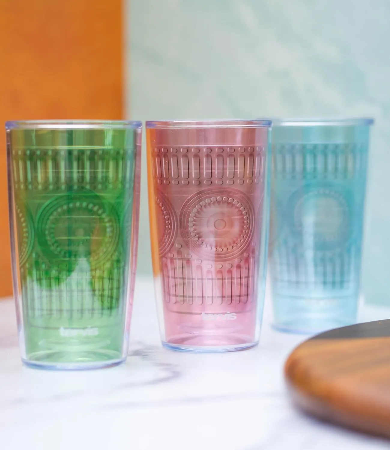 Tervis Romantic Embossed Hobnail Collection Made in USA Double Walled Insulated Tumbler Travel Cup Keeps Drinks Cold & Hot, 16oz 4pk, Assorted