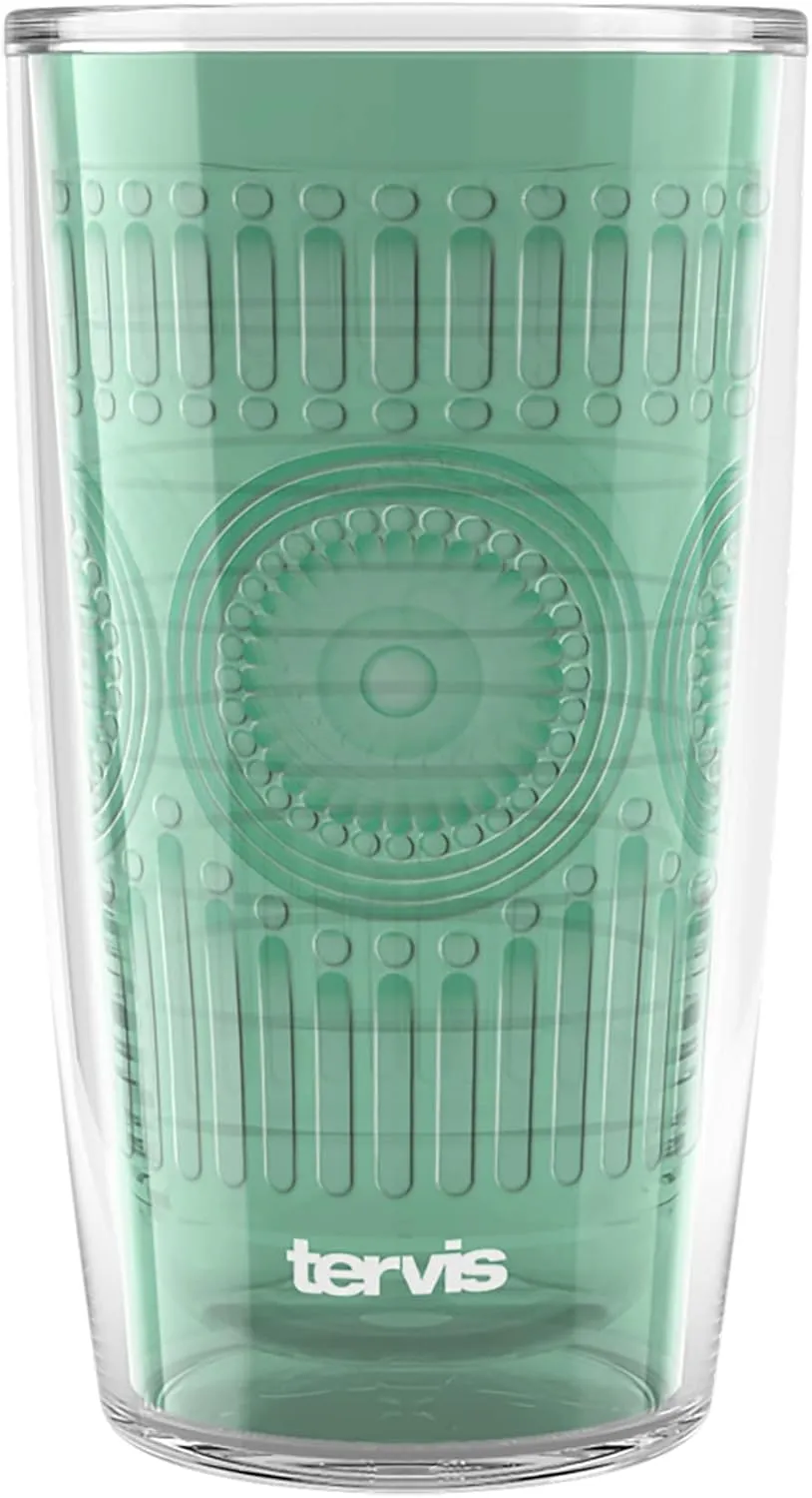Tervis Romantic Embossed Hobnail Collection Made in USA Double Walled Insulated Tumbler Travel Cup Keeps Drinks Cold & Hot, 16oz, Mangrove Green