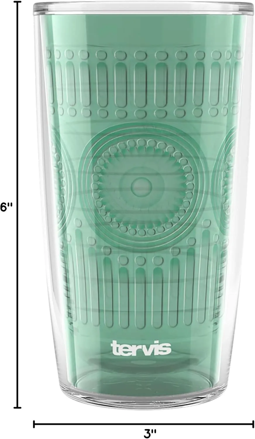Tervis Romantic Embossed Hobnail Collection Made in USA Double Walled Insulated Tumbler Travel Cup Keeps Drinks Cold & Hot, 16oz, Mangrove Green