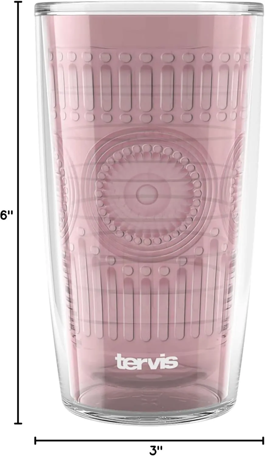 Tervis Romantic Embossed Hobnail Collection Made in USA Double Walled Insulated Tumbler Travel Cup Keeps Drinks Cold & Hot, 16oz, Pink Sand