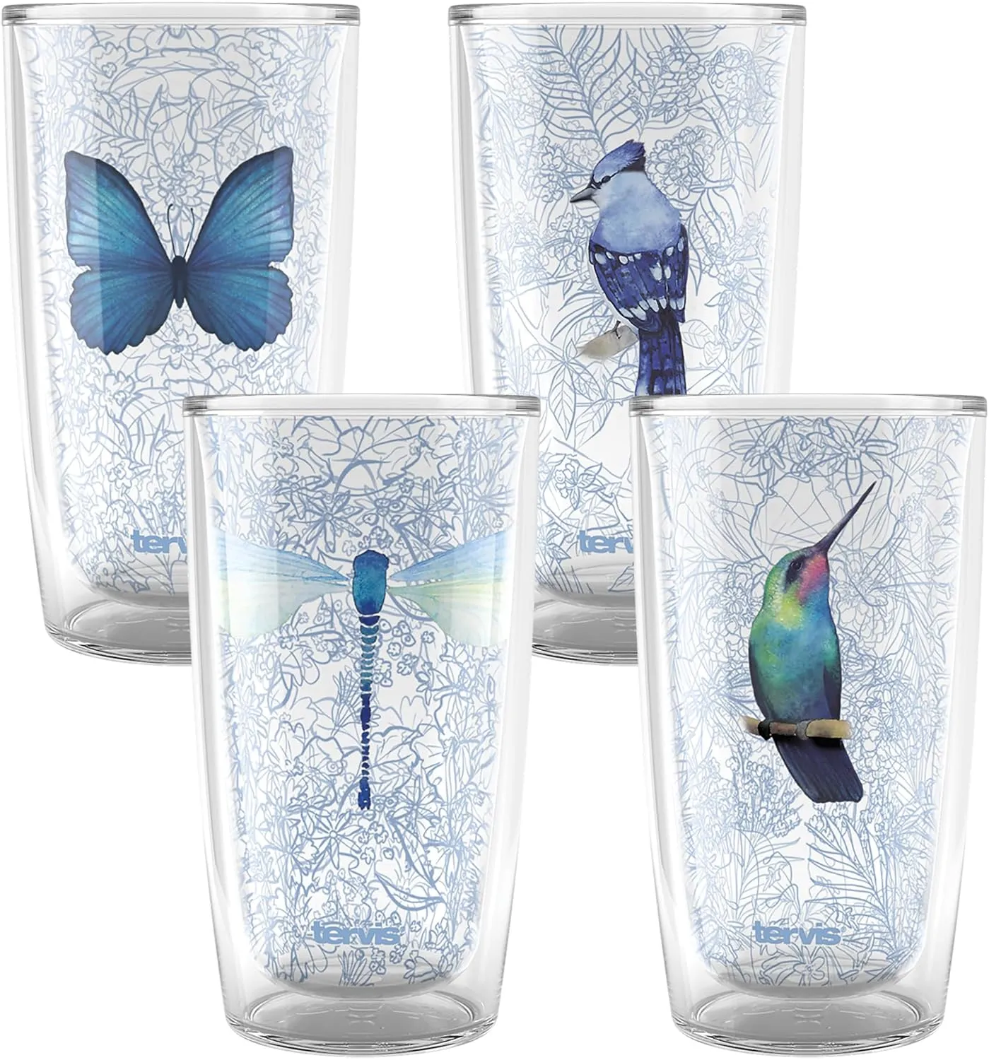 Tervis Sky High Collection Made in USA Double Walled Insulated Tumbler Travel Cup Keeps Drinks Cold & Hot, 16oz - 4pk, Assorted