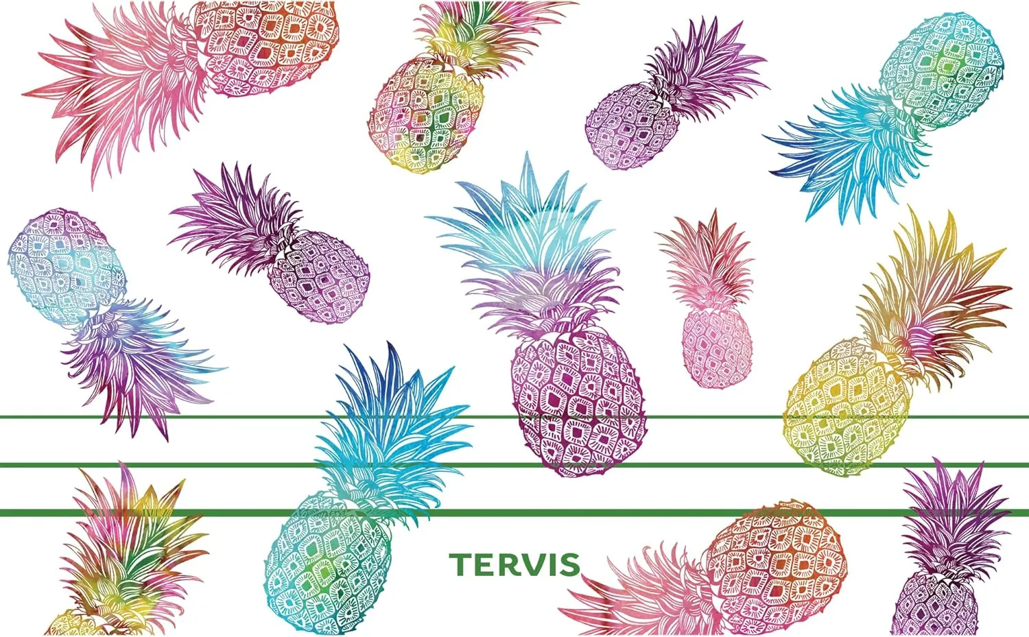 Tervis Traveler Watercolor Pineapples Triple Insulated Insulated Tumbler Travel Cup Keeps Drinks Cold & Hot, 20oz, Stainless Steel