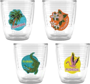 Tervis Vintage Florida Collection Made in USA Double Walled Insulated Tumbler Travel Cup Keeps Drinks Cold & Hot, 12oz - 4pk, Assorted