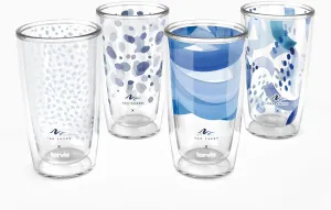 Tervis Yao Cheng - Azure Collection Made in USA Double Walled Insulated Tumbler Travel Cup Keeps Drinks Cold & Hot, 16oz 4pk, Assorted