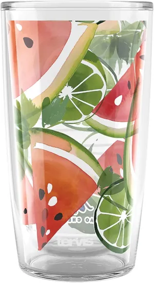 Tervis Yao Cheng Chilled Fruit Watermelon Lime Made in USA Double Walled Insulated Tumbler Travel Cup Keeps Drinks Cold & Hot, 16oz, Watermelon Lime